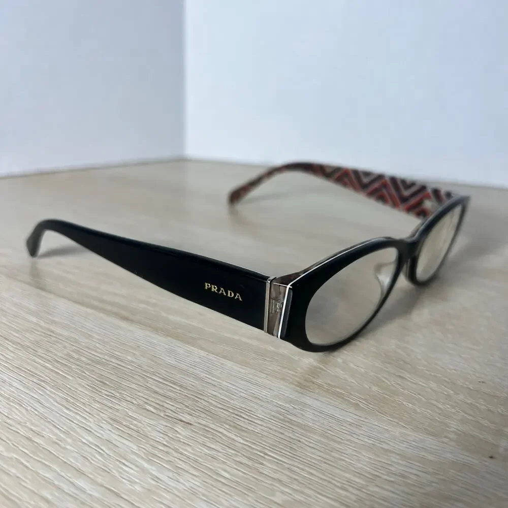 Prada VPR-03P MAS-1O1 Eyeglasses Geometric Pattern Black 53-17-140 READ DESC - Picture 4 of 12